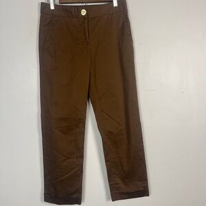 Tory Burch brown cropped folded trouser pants size 4 preppy
